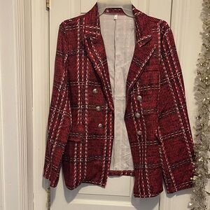 Stylish Red Plaid Women's Jacket